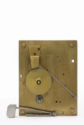 Die Vorderplatte des Uhrwerks, mit Bewegungswerk an Ort und Stelle, einer Tischuhr, ca. 1660